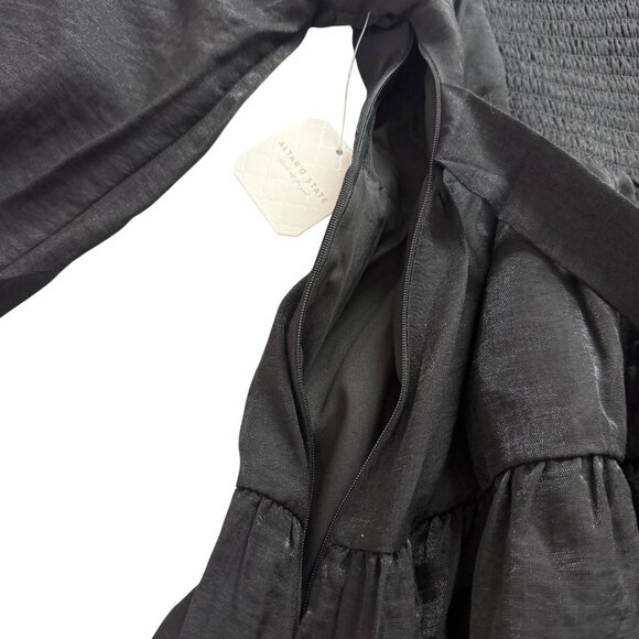 Altar’d State Women’s Black Tiered Long-Sleeve Dress With Tie Back Size M - New - Picture 6 of 11